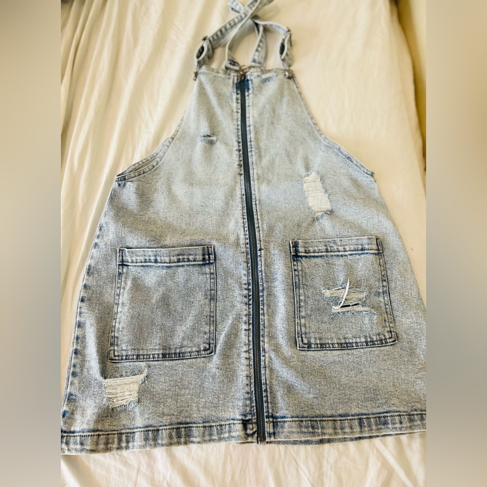 Denim Sleeveless Zip-Up Dress